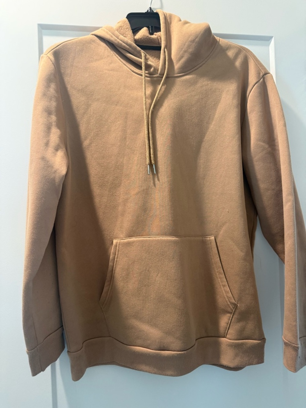 Men's Tan Hoodie Sweatshirt - Casual Pullover with Custom Vinyl Print